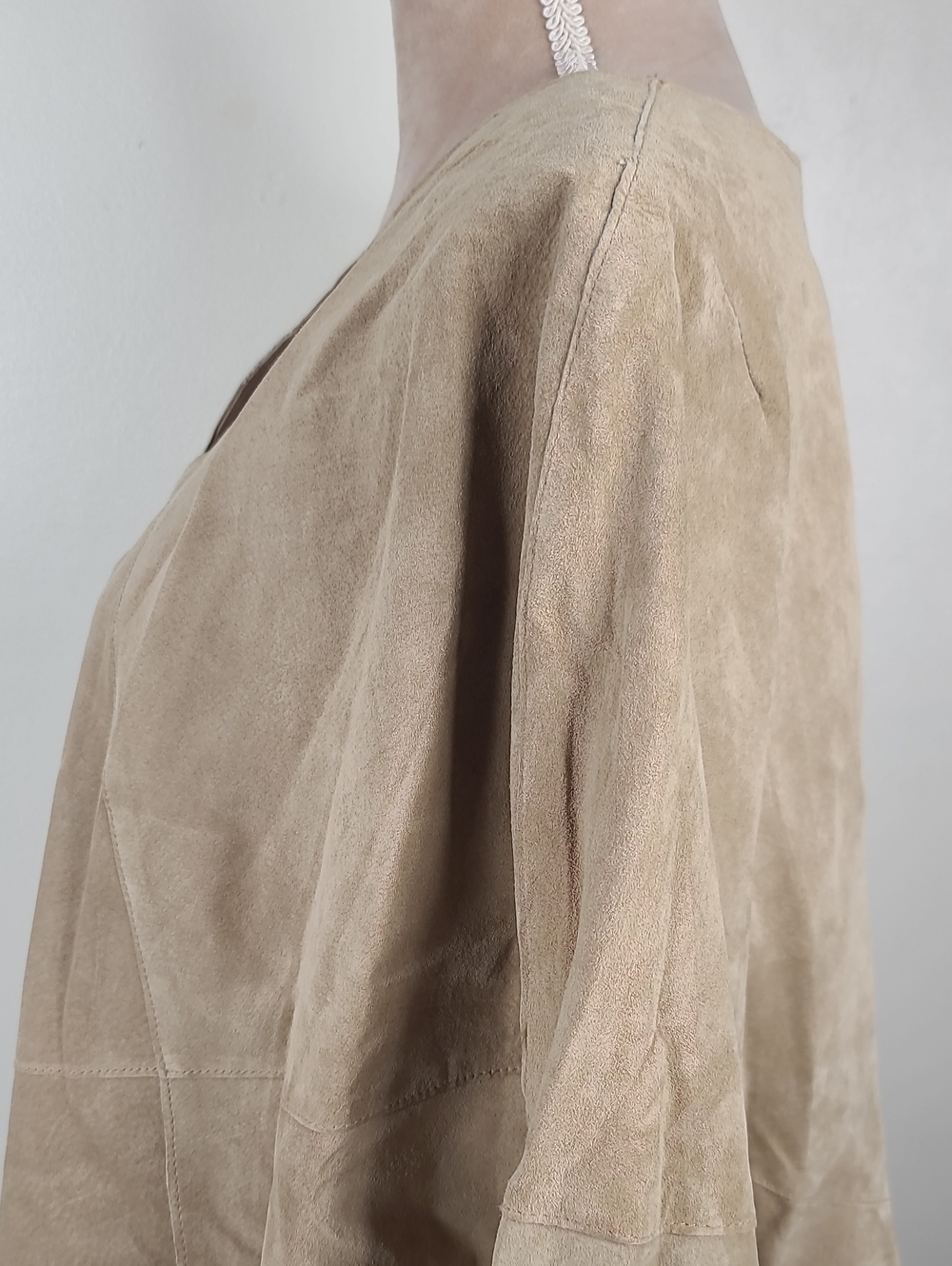 Vtg Y2K INC International Concepts Tan Boho Suede Leather Festival Poncho S/M - Picture 10 of 15